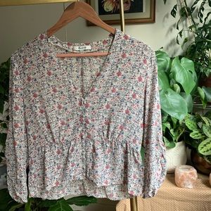Madewell floral silk blouse